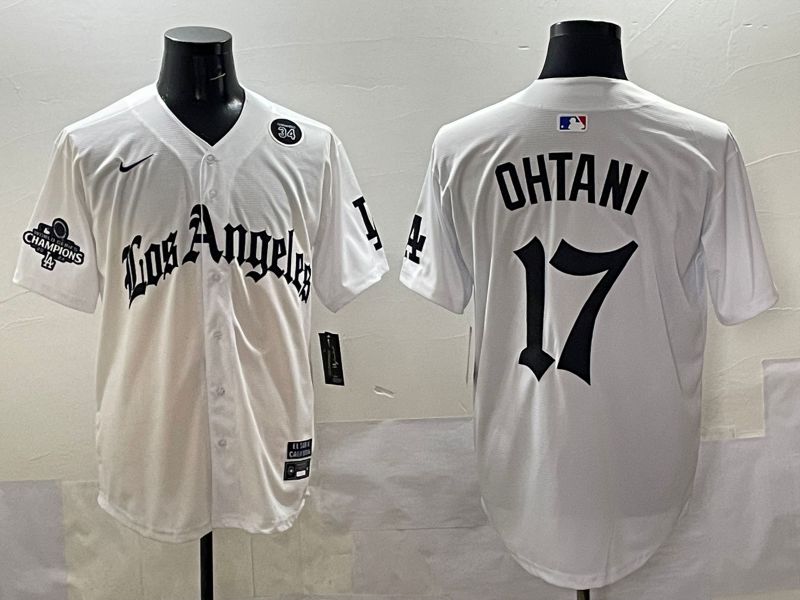 Men 2025 Los Angeles Dodgers #17 Ohtani White Five generations Joint Name Nike MLB Jersey style 5187->los angeles dodgers->MLB Jersey